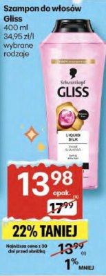Szampon do włosów Gliss 400 ml wybrane rodzaje promocja w Delikatesy Centrum