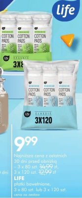 Life płatki bawełniane 3 x 80 szt. lub 3 x 120 szt. promocja w Super-Pharm
