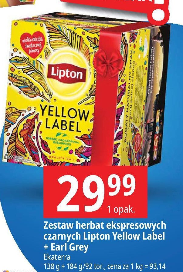 Zestaw herbat yellow label 92x+ earl grey 25x Lipton zestaw herbat promocja