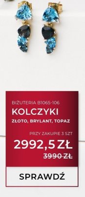 Kolczyki złoto, brylant, topaz B1065-106 promocja w Briju