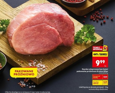 Szynka wieprzowa bez kości pakowana próżniowo  promocja w Biedronka