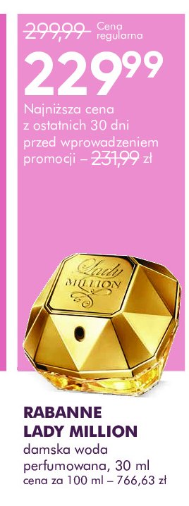 Woda perfumowana Paco rabanne lady million promocja w Super-Pharm