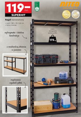 Regał warsztatowy 180x90x40 cm Niteo promocja w Biedronka