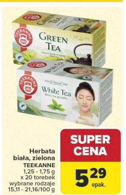 Herbata biała TEEKANNE 1,25 - 1,75 g x 20 torebek promocja w Carrefour Market