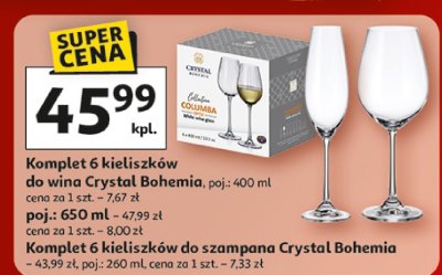 Komplet 6 kieliszków do wina Crystal Bohemia, poj.: 400 ml promocja w Auchan