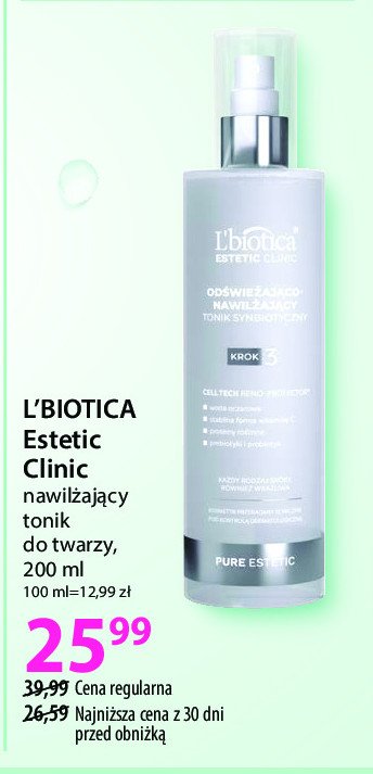 Tonik do twarzy L'biotica estetic clinic promocja