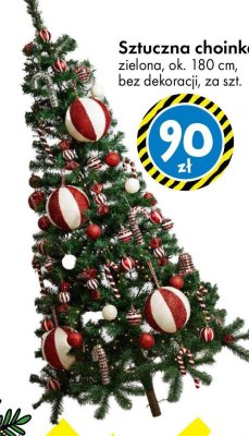 Sztuczna choinka zielona ok. 180 cm bez dekoracji promocja w Tedi