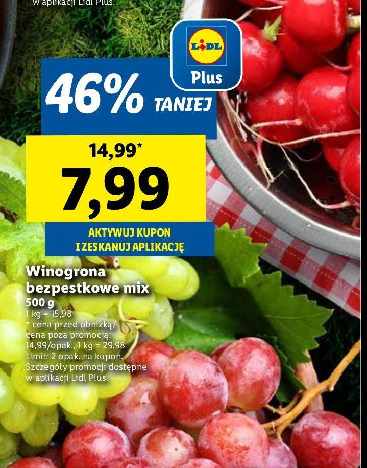 Winogrona białe bezpestkowe promocja w Makro