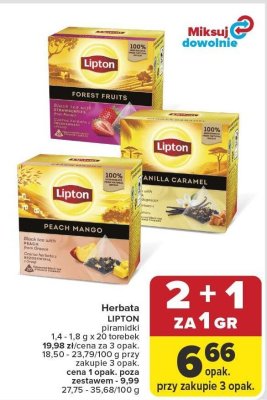 Herbata LIPTON piramidki różne rodzaje promocja w Carrefour Market