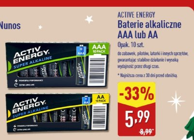 Baterie alkaliczne AAA lub AA Active Energy promocja w Aldi