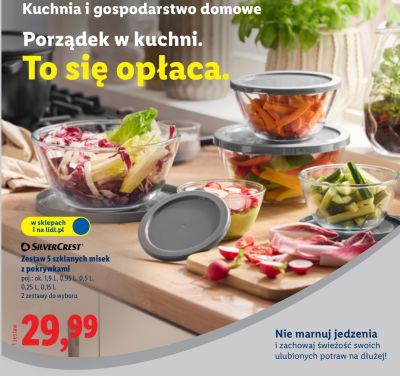 Silvercrest Zestaw 5 szklanych misek z pokrywkami promocja w Lidl