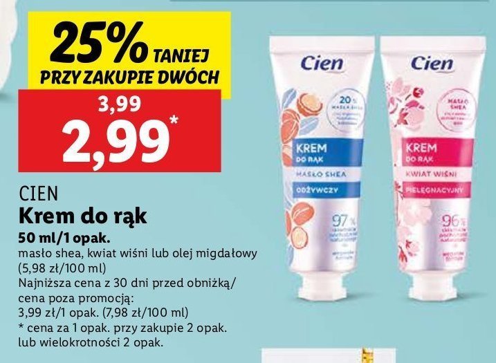 Krem do rąk odżywczy Cien promocja