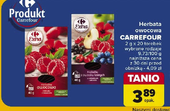 Herbatka z owoców leśnych z hibiskusem i jabłkiem Carrefour extra promocja