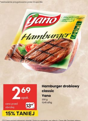 Hamburger drobiowy classic Yano promocja w Delikatesy Centrum