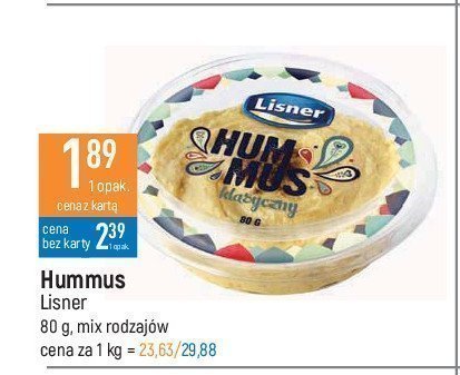 Hummus naturalny Lisner promocja