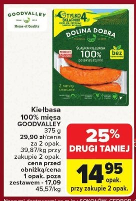 Kiełbasa 100% mięsa GOODVALLEY promocja w Carrefour