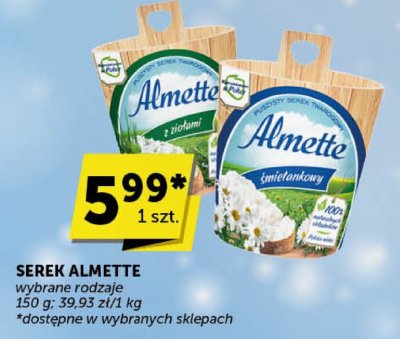 Serek Almette wybrane rodzaje 150 g 39.93 zł/kg promocja w Groszek
