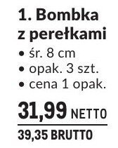 Bombka z perełkami dekoracja świąteczna śr. 8 cm opak. 3 szt. cena 1 opak. promocja w Makro