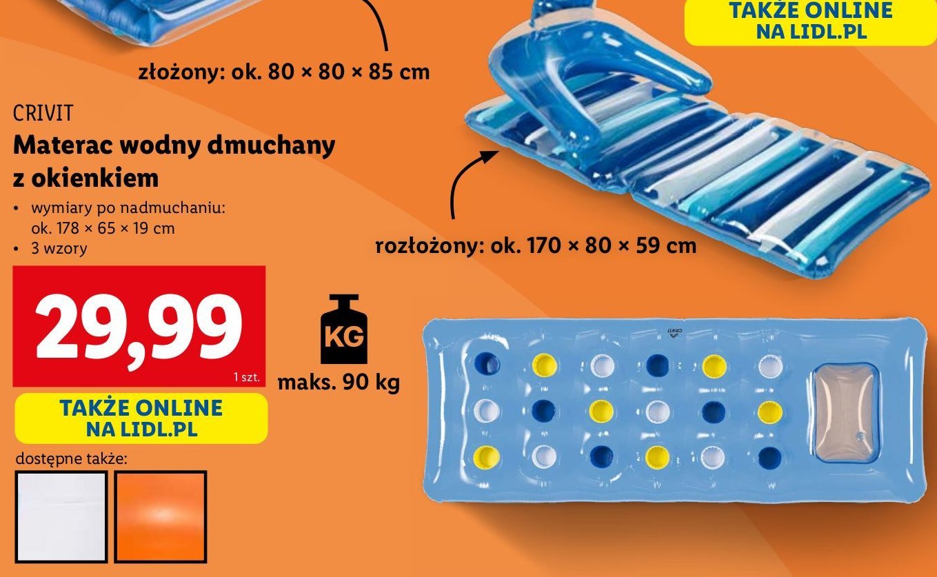 Materac dmuchany 178 x 65 x 19 cm Crivit promocja w Lidl