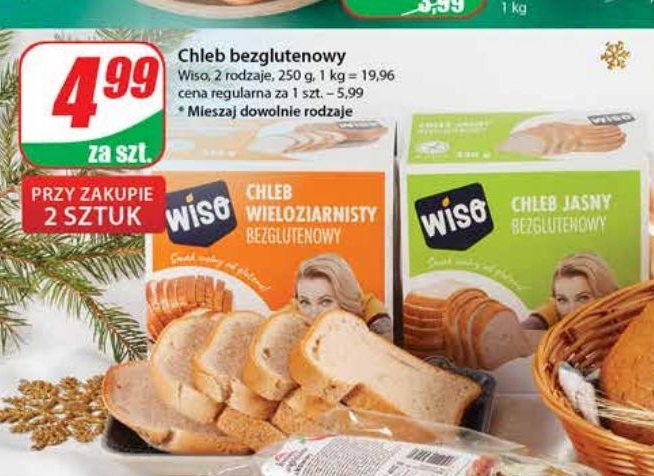 Chleb bezglutenowy wieloziarnisty Wiso promocja