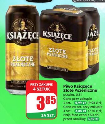 Piwo Książęce Złote Pszeniczne puszka 0,5l promocja w Dino