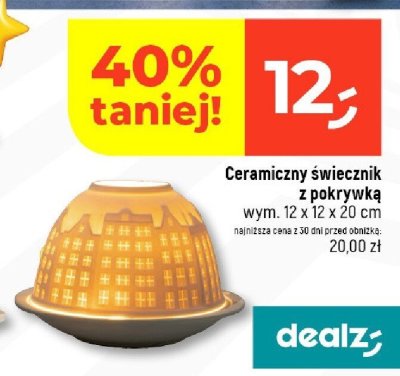 Ceramiczny świecznik z pokrywką wym. 12 x 20 cm promocja w Dealz