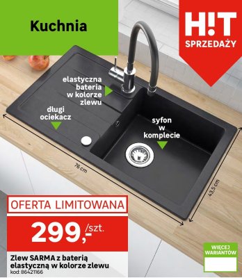 Zlew SARMA z baterią elastyczną w kolorze zlewu promocja w Leroy Merlin