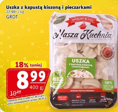 Uszka z kapustą kiszoną i pieczarkami GROT promocja w Prim Market