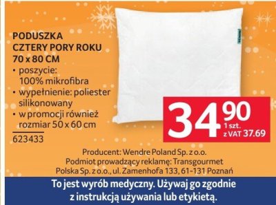 Poduszka cztery pory roku 70 x 80 CM promocja w Selgros
