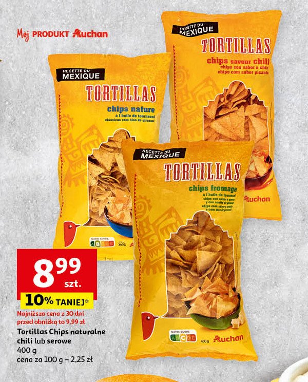 Tortilla chips fromage Auchan promocja
