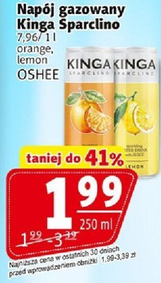 Napój gazowany Napój gazowany Kinga Sparclino orange, lemon OSHEE promocja w Prim Market