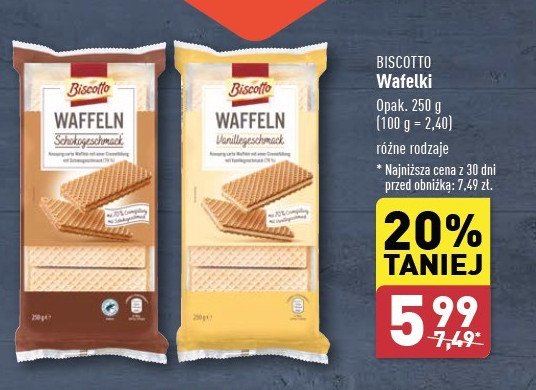 Wafelki z nadzieniem waniliowym Biscotto promocja