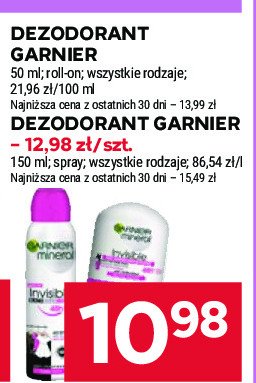 Dezodorant różowy Garnier mineral invisible promocja