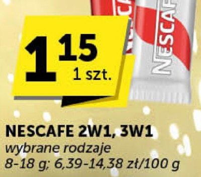 Kawa rozpuszczalna Nescafe 2W1, 3W1 wybrane rodzaje promocja w Groszek