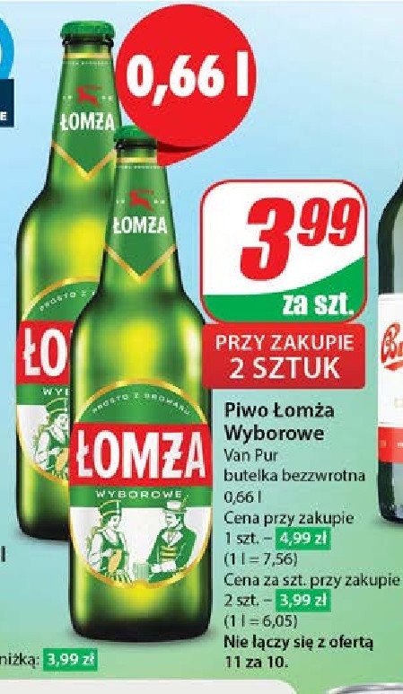 Piwo Łomża wyborowe promocja w Dino