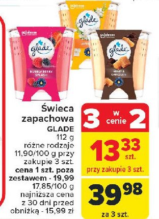 Świeca zapachowa bubbly berry splash Glade by brise promocja w Carrefour Market