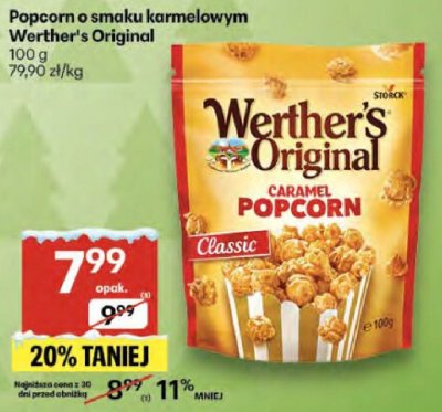 Popcorn o smaku karmelowym Werther's Original promocja w Delikatesy Centrum
