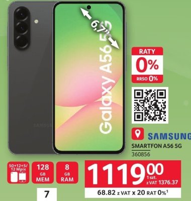 Smartfon SAMSUNG GALAXY A56 5G 128GB 8GB RAM promocja w Selgros