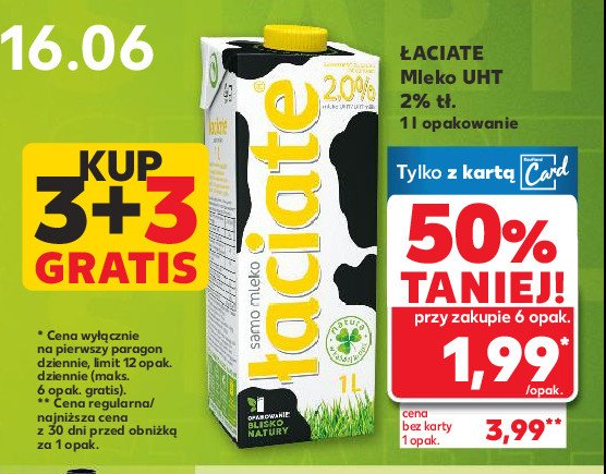 Mleko Łaciate 2% promocja w Kaufland