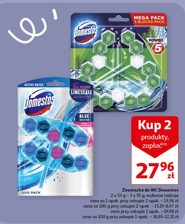 Kostka do wc active blue water Domestos power5+ promocja