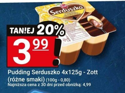 Pudding Sarduszko 4x125g - Zott (różne smaki) promocja w Hitpol
