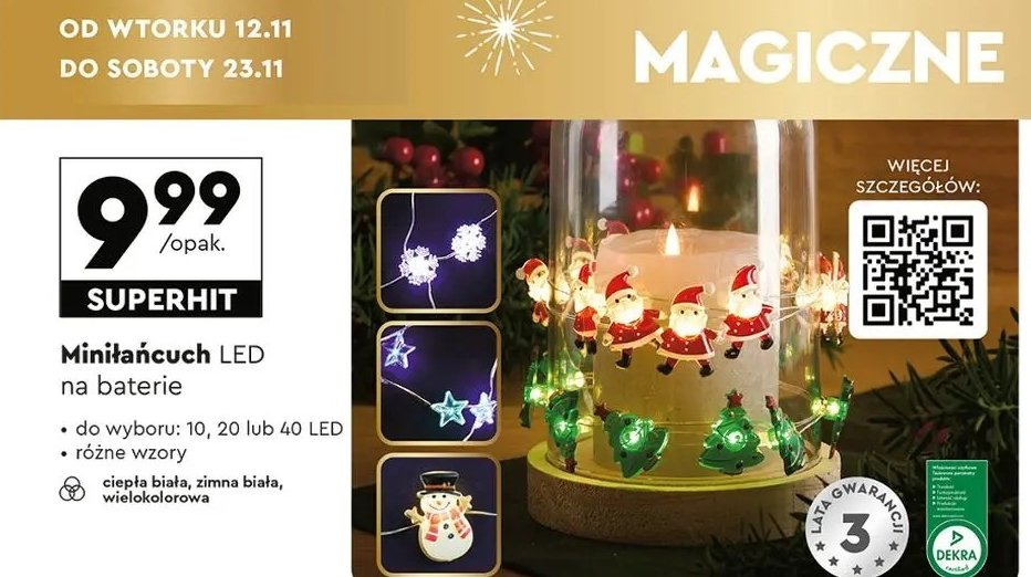 Mini łańcuch 20 led promocja w Biedronka