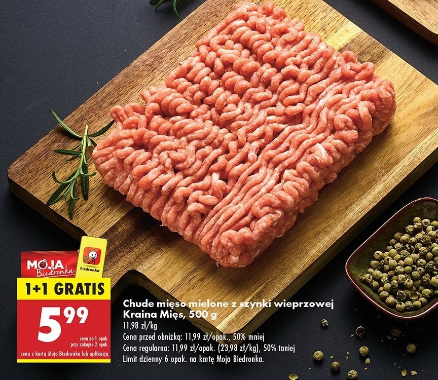 Mięso mielone z szynki wieprzowej chude Kraina mięs promocja