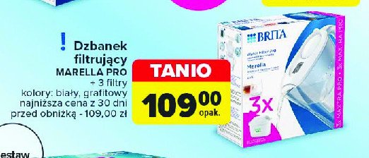 Zestaw dzbanek marella pro + 3 wkłady grafitowy Brita classic promocja