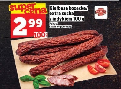 Kiełbasa kozacka/extra sucha z indykiem 100 g promocja w TOPAZ