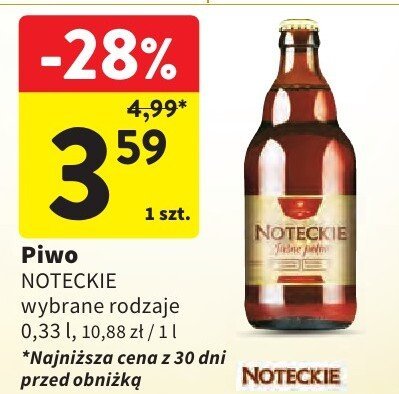 Piwo NOTECKIE wybrane rodzaje promocja w Intermarche