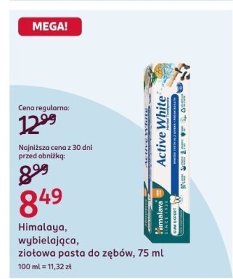 Pasta do zębów Himalaya, wybielająca, ziołowa, 75 ml promocja w Rossmann