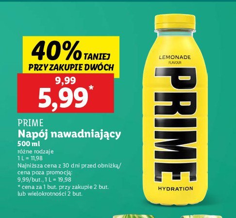 Napój lemonade Prime hydration promocja w Lidl