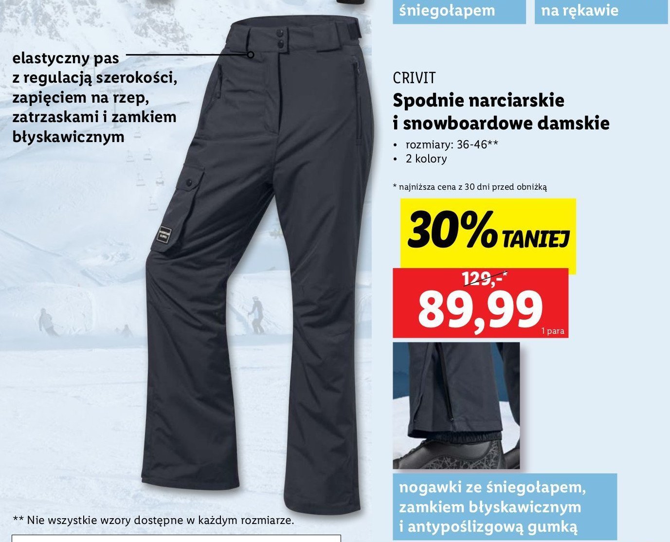 Spodnie narciarskie damskie rozm. 36-46 Crivit promocja