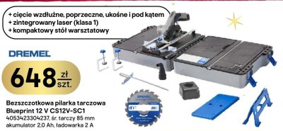 Bezszczotkowa pilarka tarczowa Dremel Blueprint 12 V CS12V-SC1 promocja w Castorama